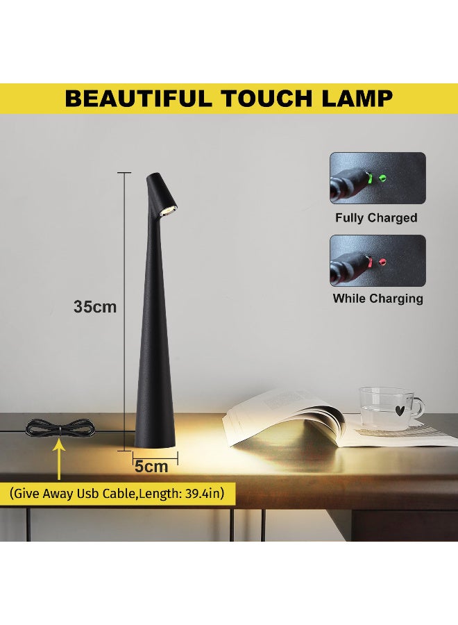 Touch Control LED Table Lamp, Rechargeable & Cordless Table Lamps with 3-Colour Dimmable Light, USB Charging Night Lamp for Bedroom, Living Room - Image 5